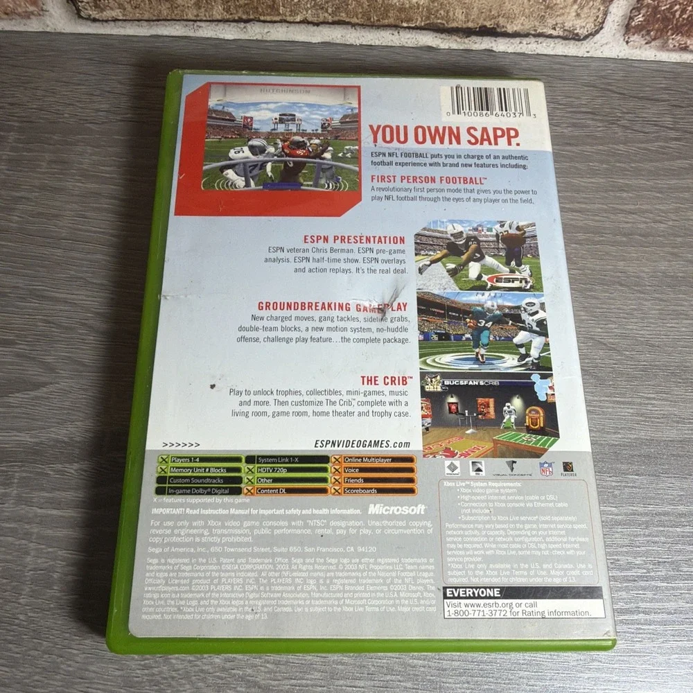 ESPN NFL Football 2K4 Original Microsoft Xbox CIB Complete